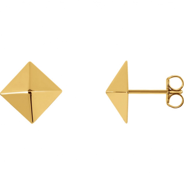 GemLily Curated Pyramid Stud Earrings in 14K Yellow Gold 