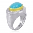 Raymond Mazza Turquoise & Silver Ring With 18K Gold Bezel Raymond Mazza Turquoise & Silver Ring With 18K Gold Bezel