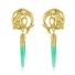 Henry Elfering "Crane" Earring with Chrysoprase Drops in 18k Yellow Gold Henry Elfering "Crane" Earring with Chrysoprase Drops in 18k Yellow Gold