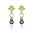 Henry Elfering "Swinging Hawk" Earring 18kt Yellow Gold Black Fresh Water Pearls Henry Elfering "Swinging Hawk" Earring 18kt Yellow Gold Black Fresh Water Pearls