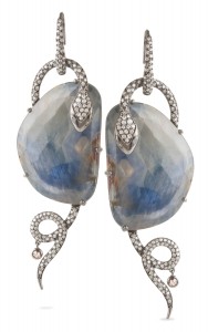 Bochic sapphire serpent earrings - www.jewelsdujour.com
