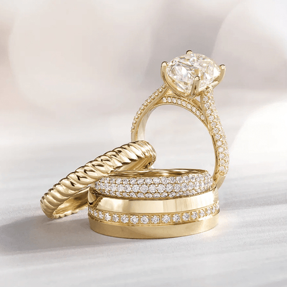 Diamond and gold engagement rings